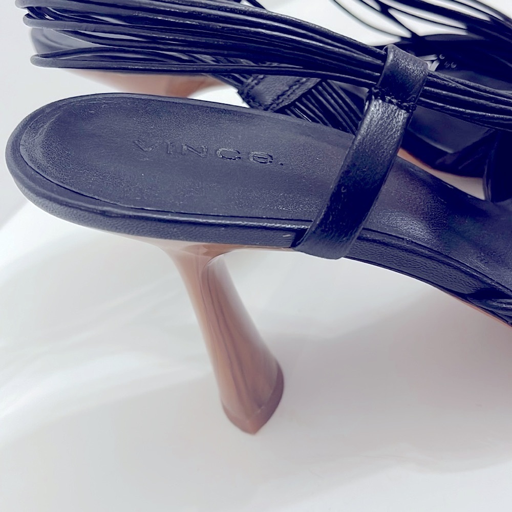 Vince Black Leather Strappy Women's 3.5 Inch Heels Size 9 (40) - Picture 8 of 13